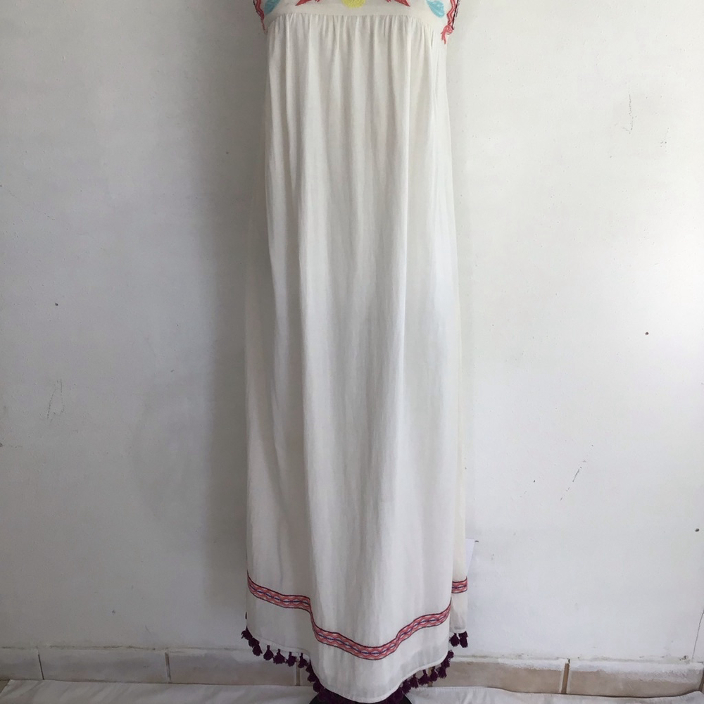 Zingara Women Elegant Fun White Embroidered Maxi Dress S - Picture 6 of 12
